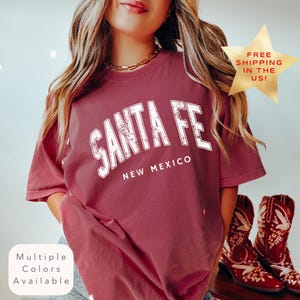 Comfort Colors Santa Fe New Mexico Shirt, Distressed Santa Fe Tee, Cute Trendy Santa Fe T-Shirt, Retro Varsity Style Graphic NM TShirt