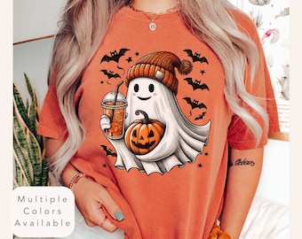 Halloween Ghost Comfort Colors Shirt, Cute Ghost TShirt, Womens Halloween Shirt, Fall T-Shirt, Spooky Season Shirt, Cute Gift For Halloween