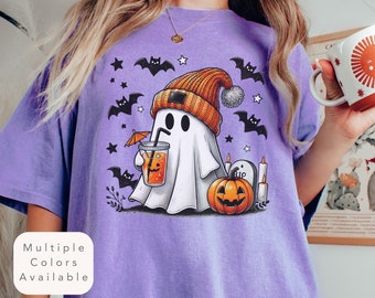 Halloween Ghost Comfort Colors Shirt, Cute Ghost TShirt, Womens Halloween Shirt, Fall T-Shirt, Spooky Season Shirt, Cute Gift For Halloween