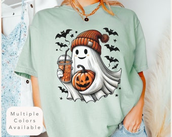 Halloween Ghost Comfort Colors Shirt, Cute Ghost TShirt, Womens Halloween Shirt, Fall T-Shirt, Spooky Season Shirt, Cute Gift For Halloween