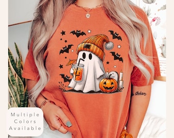 Halloween Ghost Comfort Colors Shirt, Cute Ghost TShirt, Womens Halloween Shirt, Fall T-Shirt, Spooky Season Shirt, Cute Gift For Halloween