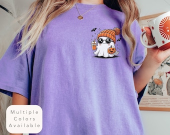 Halloween Ghost Comfort Colors Shirt, Cute Ghost TShirt, Womens Halloween Shirt, Fall T-Shirt, Spooky Season Shirt, Cute Gift For Halloween