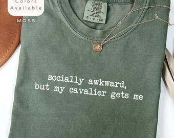 Camiseta Comfort Colors Cavalier King Charles Spaniel, Camiseta divertida para mamás de Cavalier, Camiseta para mamás de perros, Camiseta con meme de situaciones incómodas en redes sociales, Camiseta Cavalier