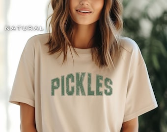 Distressed Collegiate Pickle Shirt, Grunge Canning Season Vintage Pickle TShirt, Pickle Lover Tee, Fun Pickle T-Shirt, Pickling Season Gift