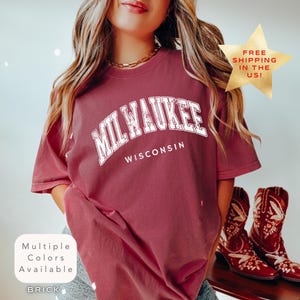 Comfort Colors Milwaukee Wisconsin Shirt, Distressed Milwaukee Tee, Cute Trendy Milwaukee T-Shirt, Retro Varsity Style Graphic WI TShirt
