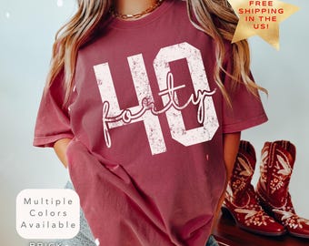 Distressed Comfort Colors 40th Birthday Shirt, 40th Birthday Gift for Her, Forties Birthday Party Tee Shirt, Cute Fortieth Birthday Shirt
