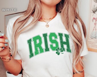 Irish St Patricks Day Shirt, Irish Shamrock Shirt, Womens St Paddys Day TShirt, Irish Lucky Crewneck Tee, Vintage Distressed Irish Shirt