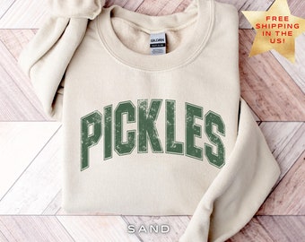 Distressed Vintage Pickle Sweatshirt, Gift for Pickle Lover Sweater, Varsity Aesthetic Pickle Shirt, Womens Pickle Crewneck, Pickling Season