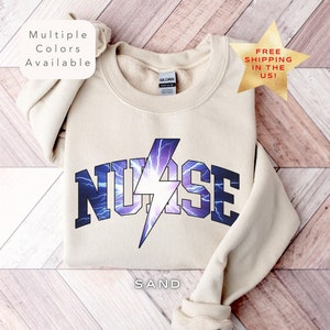Lightning Nurse Sweatshirt, RN Shirt, Cute Nurse Shirt, Nurse Life Shirt, Nurse Hoodie, Nursing School Sweatshirt, Registered Nurse Sweater
