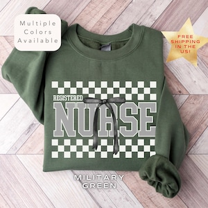 Checkered Registered Nurse Sweatshirt, RN Nurse Shirt, Nurse Life Shirt, Cute Nurse Gift, Nursing School Sweatshirt, Coquette Nurse Sweater