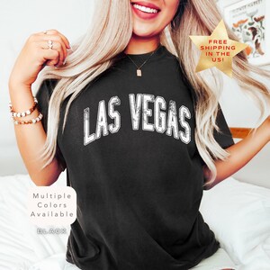 Comfort Colors Las Vegas Nevada Shirt, Distressed Las Vegas Tee, Trendy Varsity Style Las Vegas T-Shirt, Retro Vegas Tee, Vintage Travel