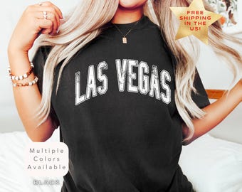 Comfort Colors Las Vegas Nevada Shirt, Distressed Las Vegas Tee, Trendy Varsity Style Las Vegas T-Shirt, Retro Vegas Tee, Vintage Travel