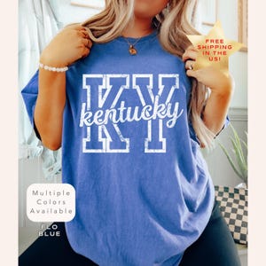 Distressed Comfort Colors Kentucky Shirt, Trendy Retro Kentucky TShirt, Varsity Aesthetic Kentucky Lover Gift, Cute Kentucky State Pride Tee