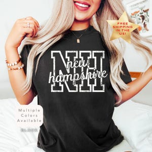Distressed Comfort Colors New Hampshire Shirt, Trendy Retro NH TShirt, Varsity Aesthetic New Hampshire Gift, New Hampshire State Pride Tee
