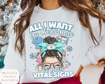 Funny Christmas Nurse Sweatshirt, Christmas Nurse Shirt, Holiday Nursing Sweatshirt, Christmas ER Nurse Sweater, Emergency Nurse Crewneck