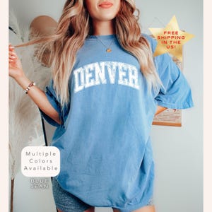 Comfort Colors Denver Colorado Shirt, Distressed Denver Tee, Trendy Varsity Style Denver T-Shirt, Retro Graphic TShirt, Vintage Travel Shirt