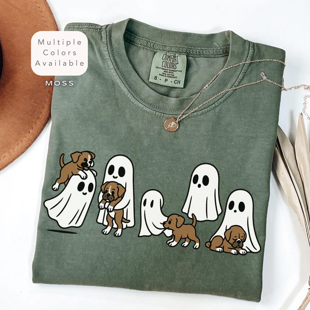Cute Ghost Dog Shirt, Halloween Boxer Puppy Tee, Funny Ghost Costume ...