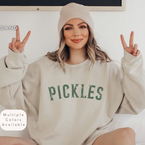 Distressed Pickle Sweatshirt, Womens Canning Season Pickle Shirt, Cozy Dill Pickle Lover Gift, Fun Pickle Crewneck, Pickling Season Sweater