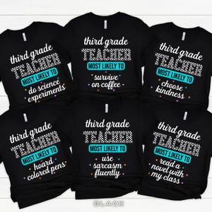 Maglietta per insegnante di terza elementare, magliette abbinate per insegnanti di terza elementare, maglietta divertente per insegnanti di ritorno a scuola, maglietta divertente per insegnanti di gruppo