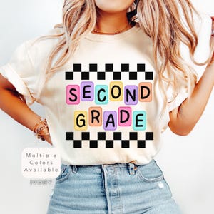 Comfort Colors Second Grade Shirt, Second Grade Teacher TShirt, Back to School Shirt, Checkered Teacher Shirt, First Day of School T-Shirt
