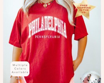 Comfort Colors Philadelphia Pennsylvania Shirt, Distressed Philadelphia Tee, Cute Trendy Philadelphia T-Shirt, Retro Varsity Style PA TShirt