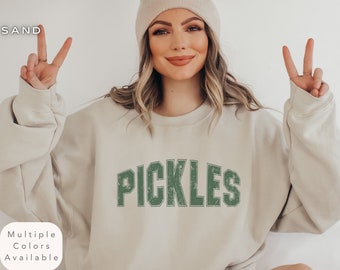 Distressed Pickle Sweatshirt, Womens Canning Season Pickle Shirt, Cozy Dill Pickle Lover Gift, Fun Pickle Crewneck, Pickling Season Sweater