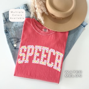 Comfort Colors Checkered Speech Shirt, Speech Language Pathologist Shirt, Trendy SLP Shirt, Speech Therapist TShirt, Speech Language Gift
