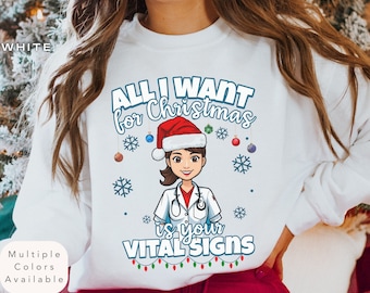 Funny Christmas Nurse Sweatshirt, Christmas Nurse Shirt, Holiday Nursing Sweatshirt, Christmas ER Nurse Sweater, Emergency Nurse Crewneck