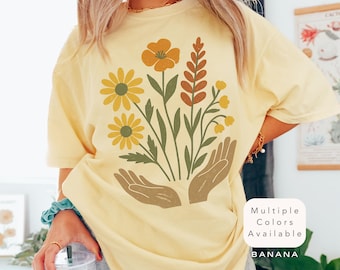 Comfort Colors Wildflower Shirt, Boho Floral Gift Tee, Vintage Hippie Wildflower TShirt, Retro Botanical Garden Tee, Earthy Spiritual Shirt
