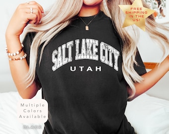 Comfort Colors Salt Lake City Utah Shirt, Distressed Salt Lake City Tee, Cute Trendy Salt Lake C T-Shirt, Retro Varsity Style Graphic TShirt
