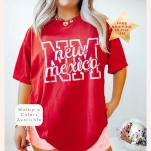 Distressed Comfort Colors New Mexico Shirt, Trendy Retro NM TShirt, Varsity Aesthetic New Mexico Gift, Vintage New Mexico State Pride Tee