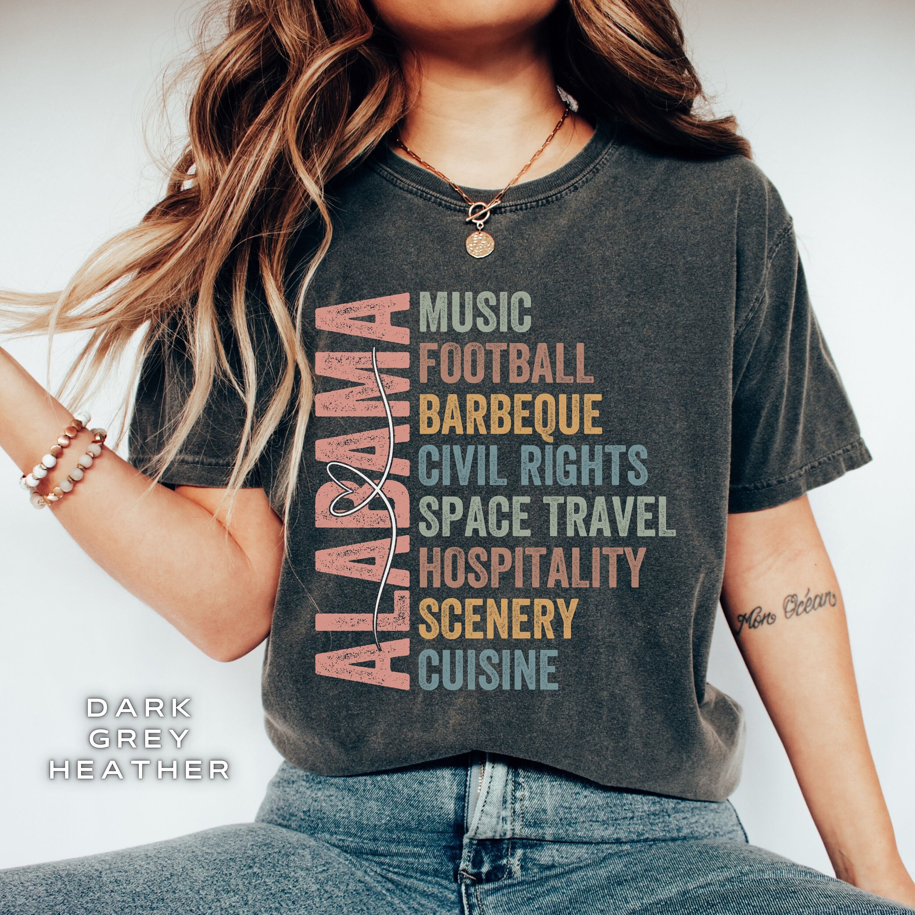 Chemise Love Alabama, t-shirt tendance Alabama, cadeau pour amoureux de Bama, t-shirt Bama State Pride, vêtements Alabama Game Day, t-shirt de football Alabama