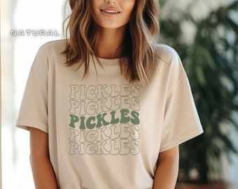 Retro Pickle Shirt, Boho Womens Canning Season Pickle TShirt, Vintage Hippie Pickle Lover Tee, Cute Gardening Pickling Season Gift T-Shirt