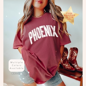 Comfort Colors Phoenix Arizona Shirt, Distressed Phoenix Tee, Trendy Varsity Style Phoenix T-Shirt, Retro City Tee, Vintage Travel Shirt