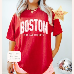 Comfort Colors Boston Massachusetts Shirt, Distressed Boston Tee, Cute Trendy Boston T-Shirt, Retro Varsity Style Graphic Boston MA TShirt