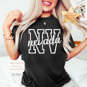 Distressed Comfort Colors Nevada Shirt, Trendy Retro Nevada TShirt, Varsity Aesthetic Nevada Lover Gift, Cute Nevada State Pride Tee Shirt
