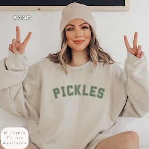 Collegiate Vintage Pickle Sweatshirt, Womens Canning Season Pickle Shirt, Pickle Lover Sweater, Fun Pickle Crewneck, Pickling Season Gift