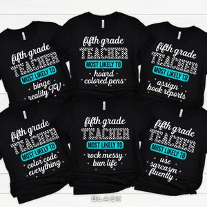 Maglietta per insegnante di quinta elementare, magliette abbinate per insegnanti di quinta elementare, maglietta divertente per insegnanti del ritorno a scuola, maglietta divertente per insegnanti di gruppo