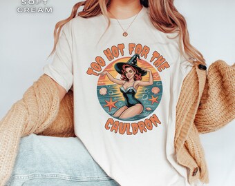 Camiseta de temporada espeluznante, camiseta de moda de fantasmas, camiseta de esqueleto con estética retro de verano para Halloween, camiseta divertida de verano para fiestas en la playa con monstruos