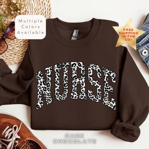Leopard Nurse Sweatshirt, RN Nurse Shirt, Gift for Nurse Life Shirt, Cute Nurse Gift, Nursing School Sweatshirt, Registered Nurse Sweater