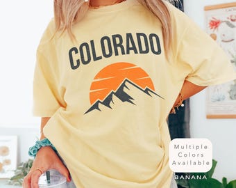 Camiseta Colorado con estampado desgastado Comfort Colors, camiseta Colorado a la moda, regalo para amantes de Colorado con estética universitaria, camiseta retro vintage del estado de Colorado