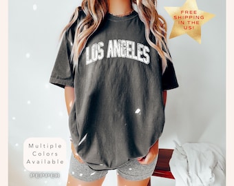 Comfort Colors Los Angeles California Shirt, Distressed Los Angeles TShirt, Trendy Varsity Style Los Angeles T-Shirt, Cute Retro City Tee