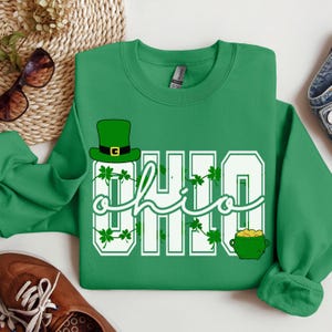 St Patricks Day Ohio Sweatshirt, Trendy Saint Paddys Day Ohio Shirt, Varsity Aesthetic Ohio Gift, Vintage Ohio Sweater, State Pride Clothing