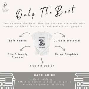 May include: White t-shirt with a black and white graphic of a skeleton wearing a beanie and holding a card that says "Dead Inside". The text "Only The Best" is at the top of the image. The text "Soft Fabric", "Eco-Friendly Process", "True Fit Design", "Durable Material", and "Crisp Graphics" are around the t-shirt. The text "Care Guide" is at the bottom of the image with instructions for washing and drying the t-shirt.