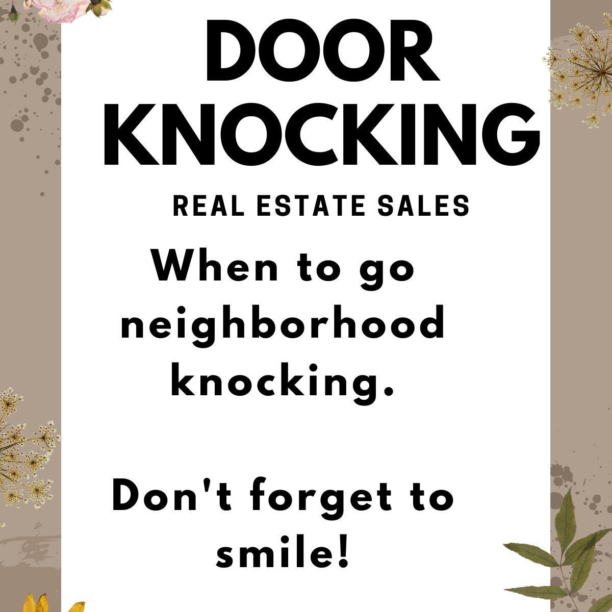 Real Estate Door Knocking Guide Digital Download PNG | Real Estate ...