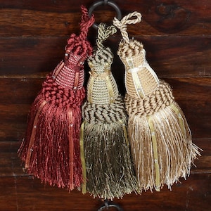 Handmade vintage style 6&quot; key tassel used to embellish or decorate furniture, curtain, drapery, pillows or any craft project