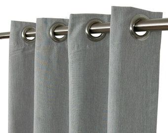 Sunbrella Indoor / Outdoor Drapery Curtain Panels with Stainless Steel Grommets in Custom Lengths and 50" Width Gray Colors