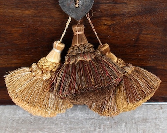 Handmade vintage style 3.5" key tassel used to embellish or decorate furniture, curtain, drapery, pillows or any craft project