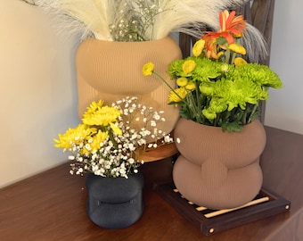 Modern Matte Stacked Planter with Drainage & Under Plate