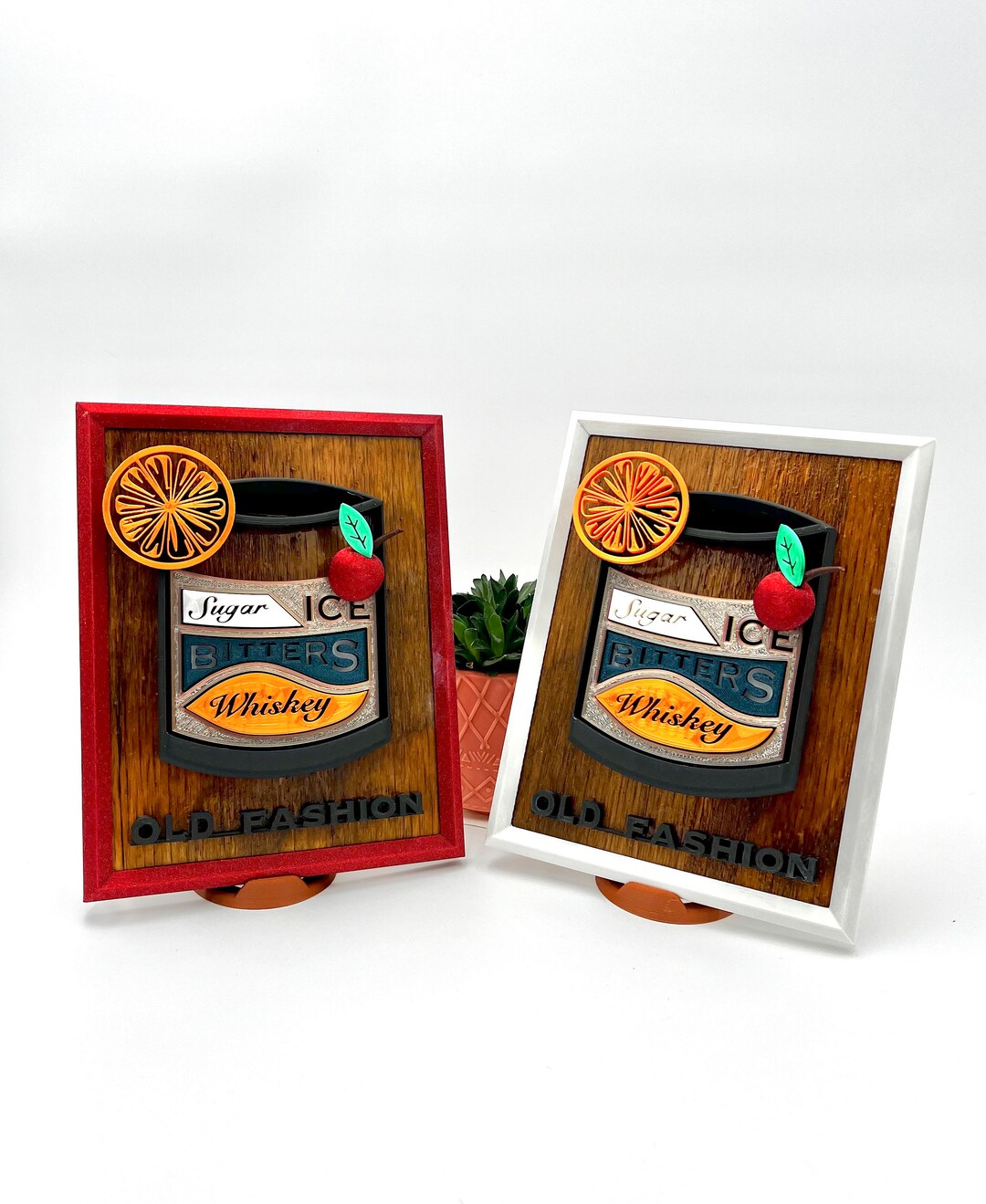 Old Fashion Theme Colorful Bar Art Wall Art Framed Whiskey Cocktail